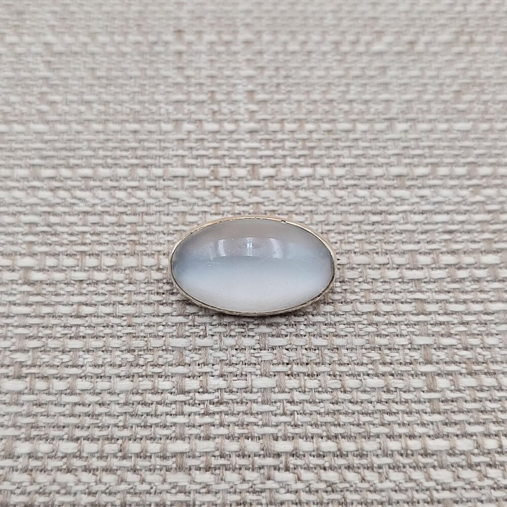 Sterling Silver Oval Translucent Stone Pin Brooch A5247